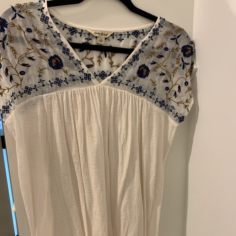 Lucky brand blouse with floral detailing